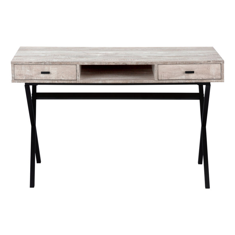 Computer Desk, Home Office, Laptop, Storage Drawers, 48"L, Work, Beige Laminate, Black Metal, Contemporary, Modern