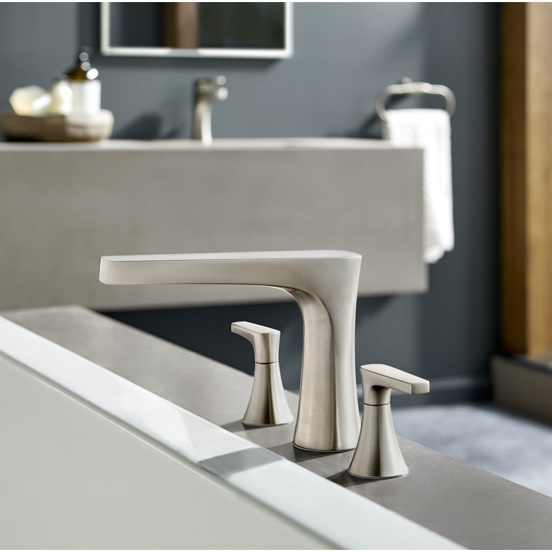 Garniture de robinet de baignoire romaine à fixation sur plateau à poignées doubles Kelen, Nickel brossé