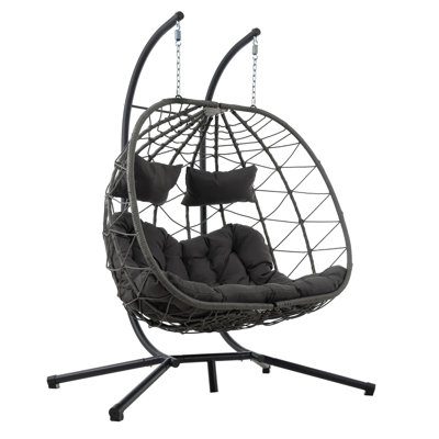Fauteuil à œufs avec hamacs spacieux, structure en acier, design moderne pour patio et balcon