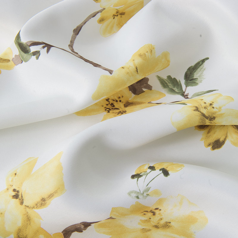 Rideau simple avec œillets Traviss, Blanc / jaune