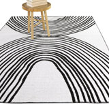 Rectangle Bledian Abstract Machine Woven Recycled P.E.T. Area Rug in White/Black