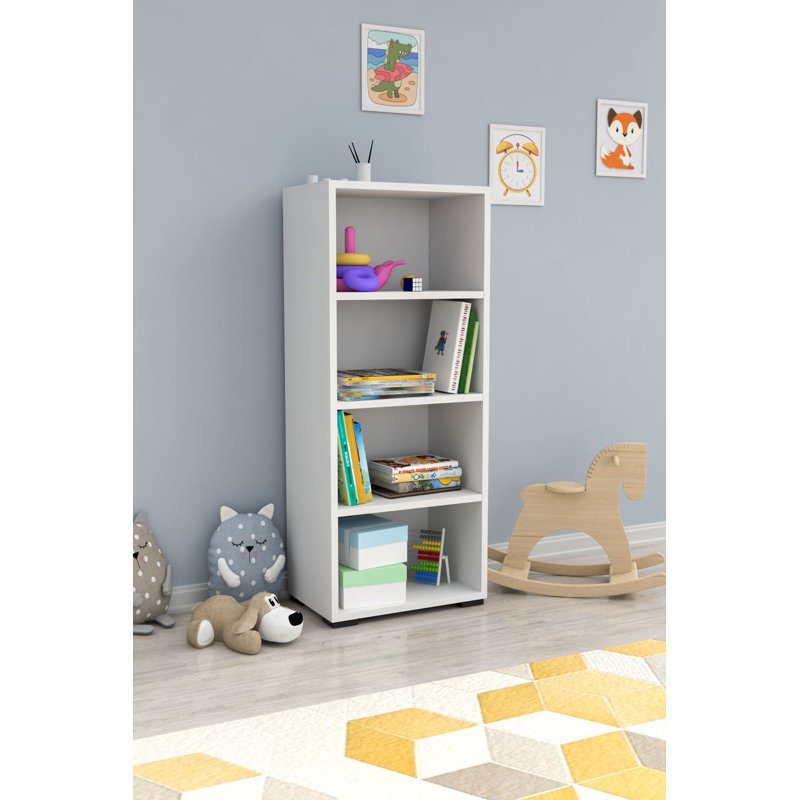 Bibliothèque moderne blanche, panneau de particules recouvert de mélamine à 100%, 17,9 po x 42,9 po x 11,8 po | Nombreuses tablettes, fixation murale | Conception élégante pour le bureau à domicile et le salon, solution de rangement durable et élégante