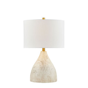 Emory 23.5" Resin Table Lamp with Fabric Shade, Off-White