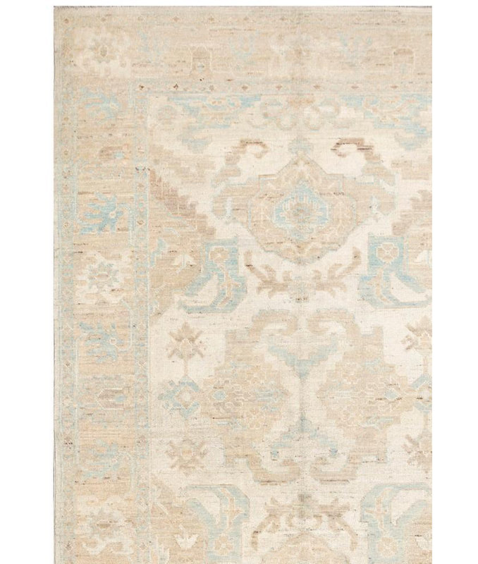 Tapis noué la en laine ivoire à la main Khotan