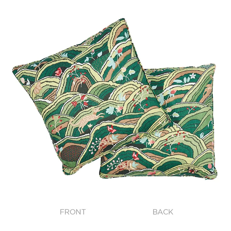 Rolling Hills Pillow, 22" x 22", Green, Down Blend
