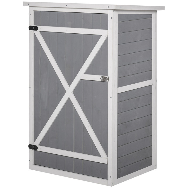 Grey Wooden Storage Shed with Shelf