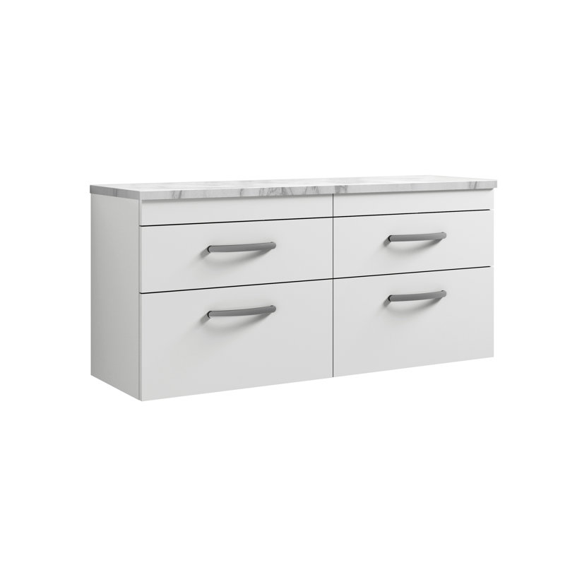 Athena 120.5cm Double Bathroom Vanity Base Only, Gloss White