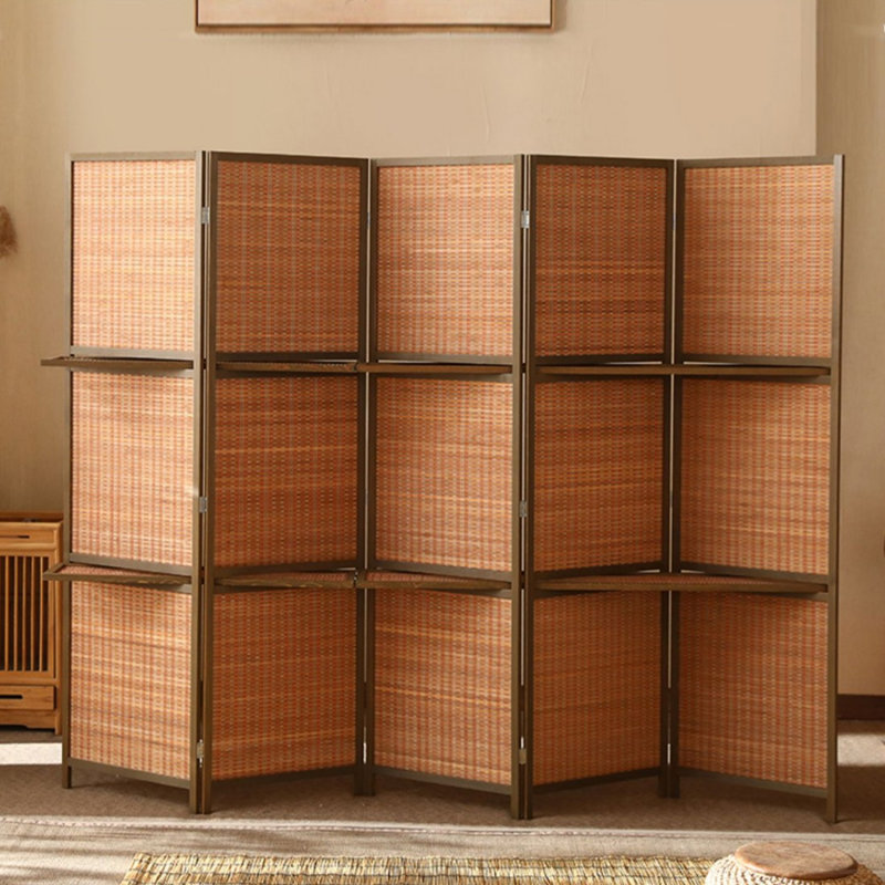 Paravent 5 panneaux en bois massif noir, H 70,87 po x l 98,43 po x P 1,97 po