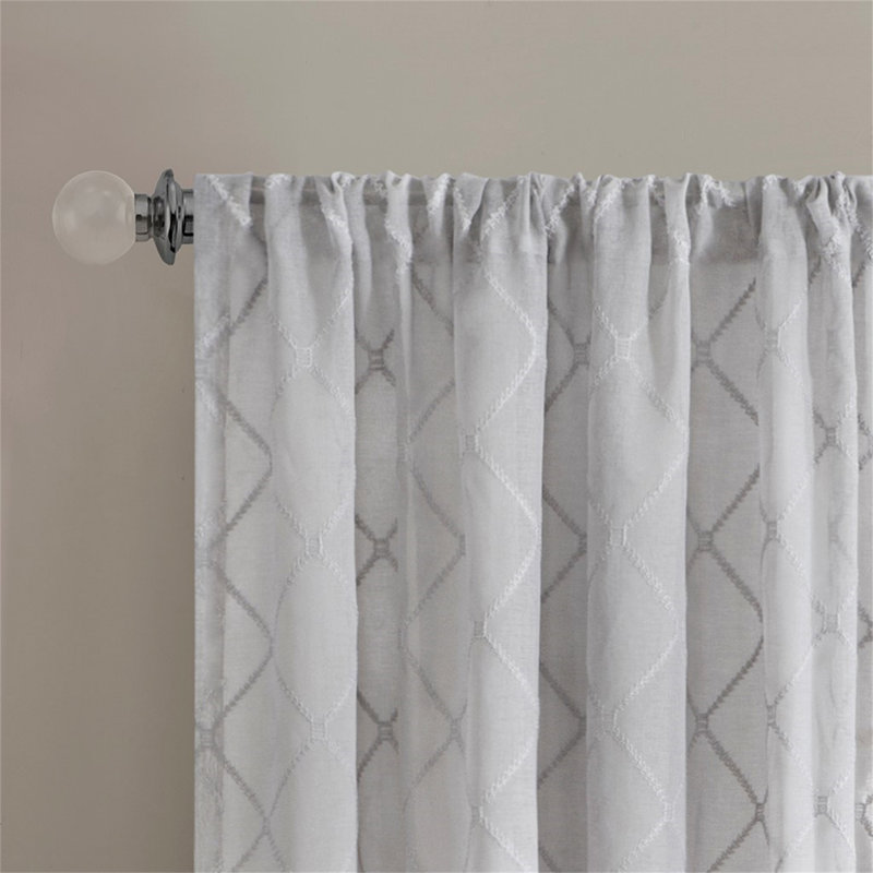 Panneau de rideau transparent Diamond (seulement 1 panneau PC), Blanc, L 50 po x L 95 po