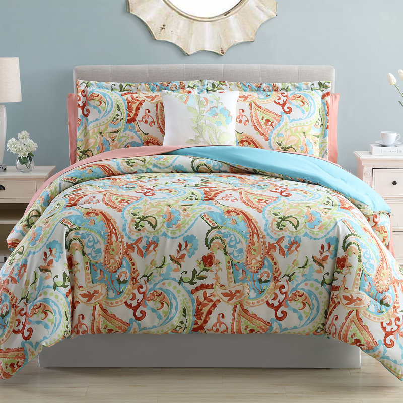 Modern Threads - Ensemble d'édredon de la collection Granada - Ensemble de lit en microfibre réversible de 8 pièces - Comprend un édredon, des draps, des taies décoratives et un coussin - Literie luxueuse
