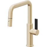 Corsano Contemporary Pull Down Kitchen Faucet with Button Sprayer Quad Spout and BFB Series Handle