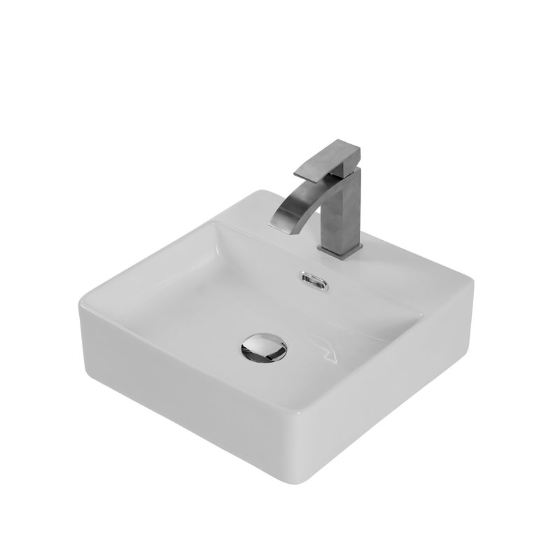 Lavabo de comptoir carré en céramique deux (HomeWides) certifiés CUPC