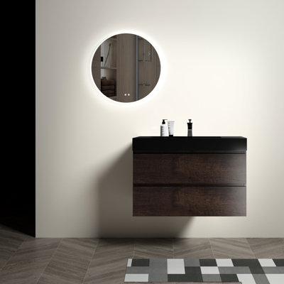 Bassin en quartz d'ingénierie noir mat - donnant à la salle de bain un nouveau look sophistiqué