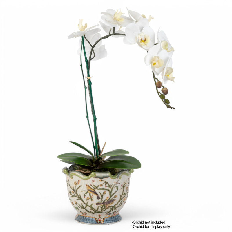 Porcelain Scallop Planter Satin Grass