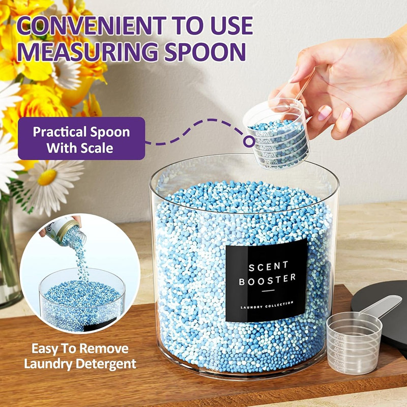 3 Pack Laundry Pods Storage Containers, Clear Acrylic Laundry Room Organization Canisters With Wooden Lids And Labels, Detergent Powder And Dryer Sheet Holder Set For Laundry Room Organization