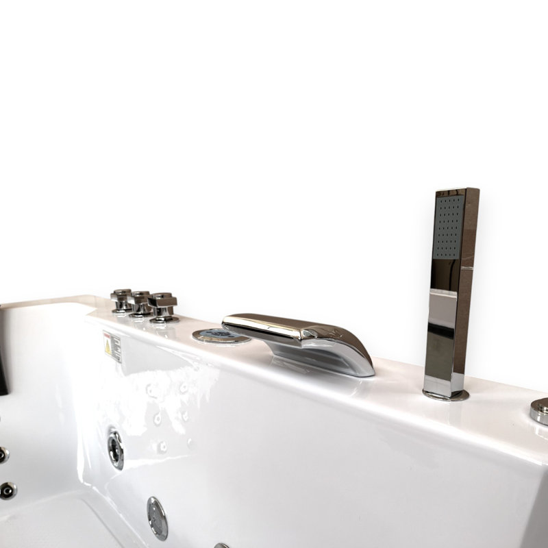 HARMONY 71" x 36" 2-Person White Whirlpool Bathtub with Dual Pump