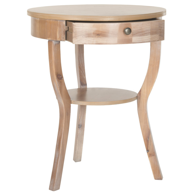 Joanna Solid Wood Top End Table with Storage, Red Maple