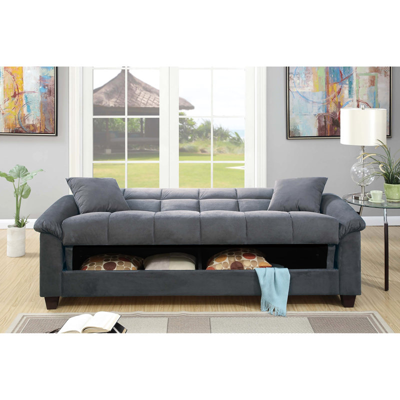 Modern Gray With Microfiber Upholstery, Adjustable Function, Hidden Storage, And Charging For Primary Living Convertible Microfiber, Charging, Cube Pattern Space