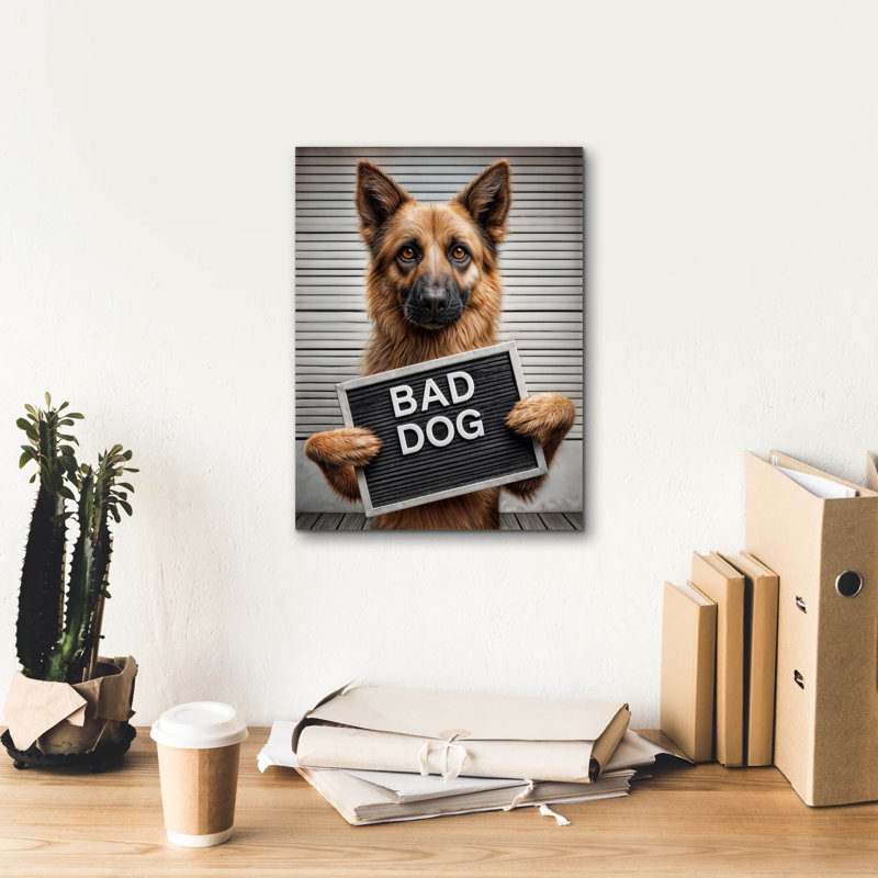  «Bad Dog» par Rey Klimt, art mural sur toile, 40 po x 54 po, H 16 po x l 12 po x P 0,75 po