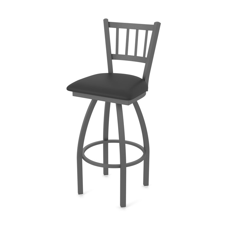 810 Contessa Swivel Stool, Vinyl-Black Vinyl, Pewter, Counter Stool (25" Seat Height)