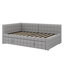 Lit de jour double en L rembourré en tissu pleine grandeur avec lit gigogne escamotable double et ports USB intégrés-2440631