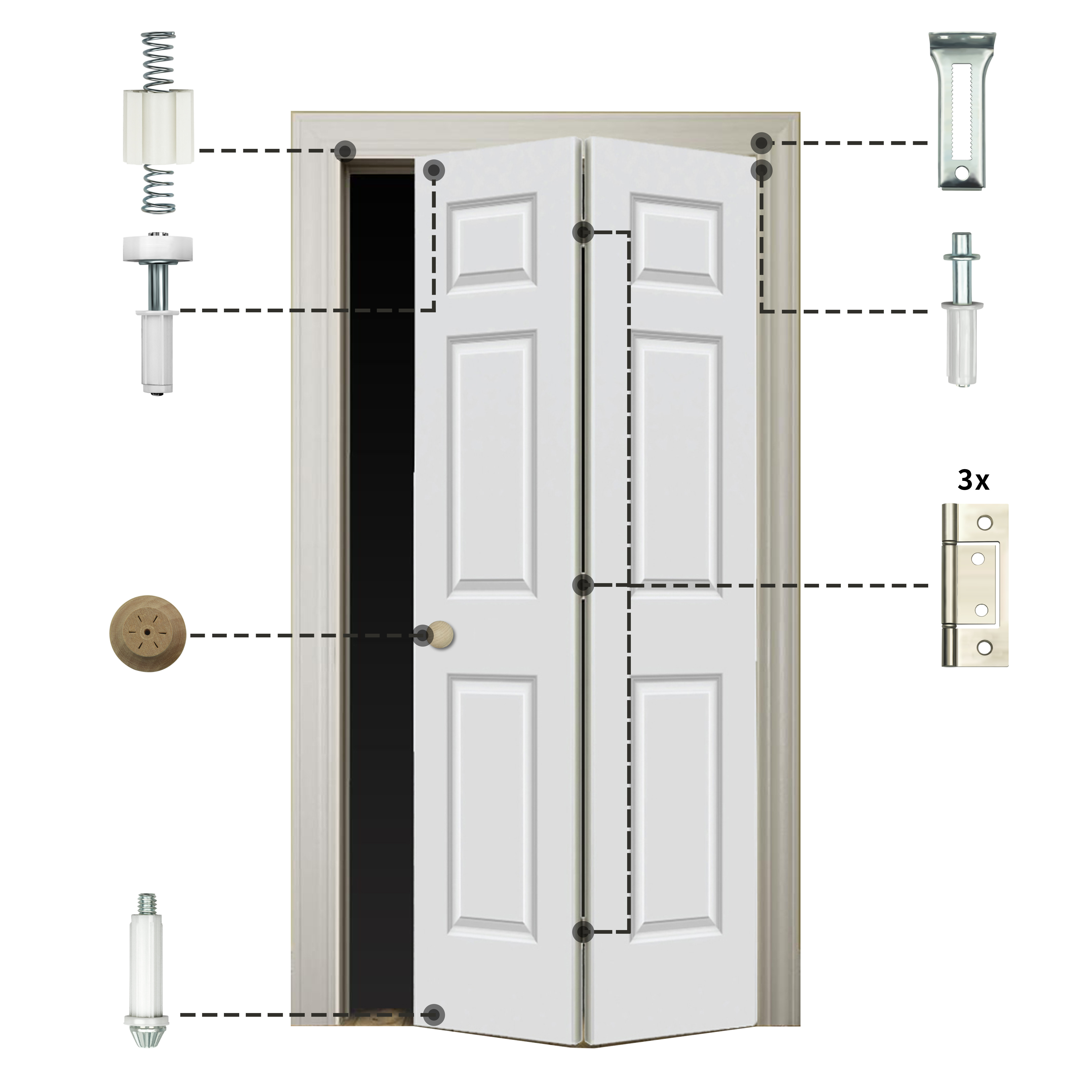 Luxdecor Bifold Door Hardware Repair Kit 1 Pack Bi fold Sliding