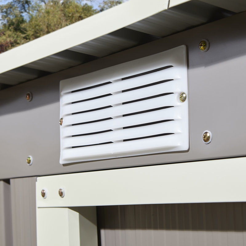 Rowlinson Trentvale Metal Pent Shed with Assembly, Light Grey, 176cm H x 201cm W x 121cm D