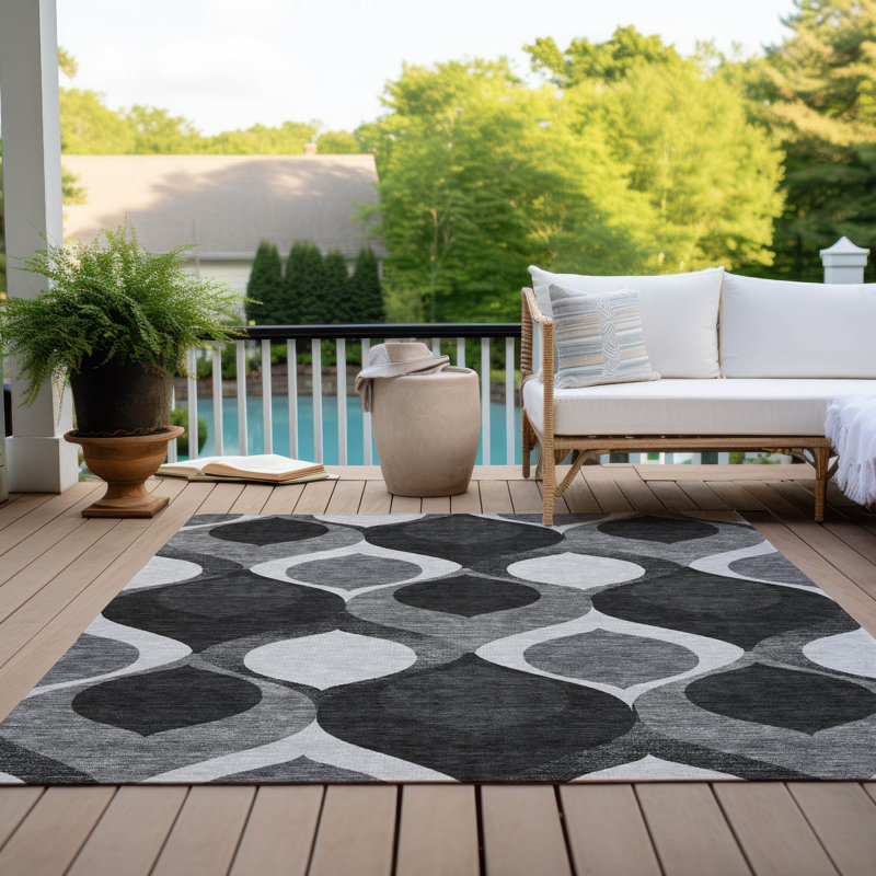 Tapis d'entrée / extérieur antidérapant Caziyah, Rectangle 10 pi x 14 pi