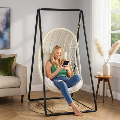 Support de balançoire pour porche et jardin – Structure métallique adaptée aux jardins, patios et cours intérieures et extérieures – Cadeau idéal pour un anniversaire ou Noël (fauteuil suspendu non inclus)