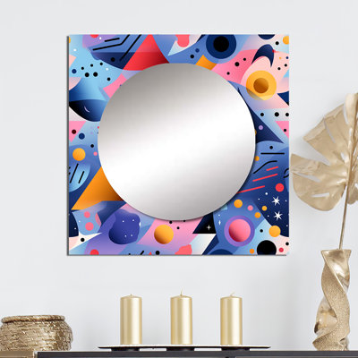 Multicolore, motif géométrique sympa et triangulaire - art moderne de miroir mural de salon carré