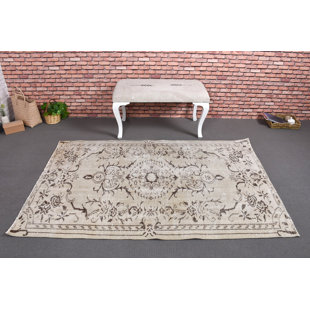 Vintage Rug, 49.2x73.2 Inch Beige Floral Area Rug