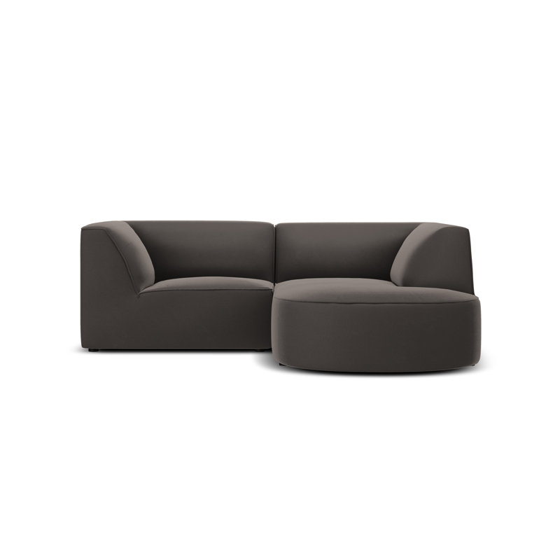 Adoraim 3 Seater Velvet Corner Sofa , Right Hand Facing, Dark Grey