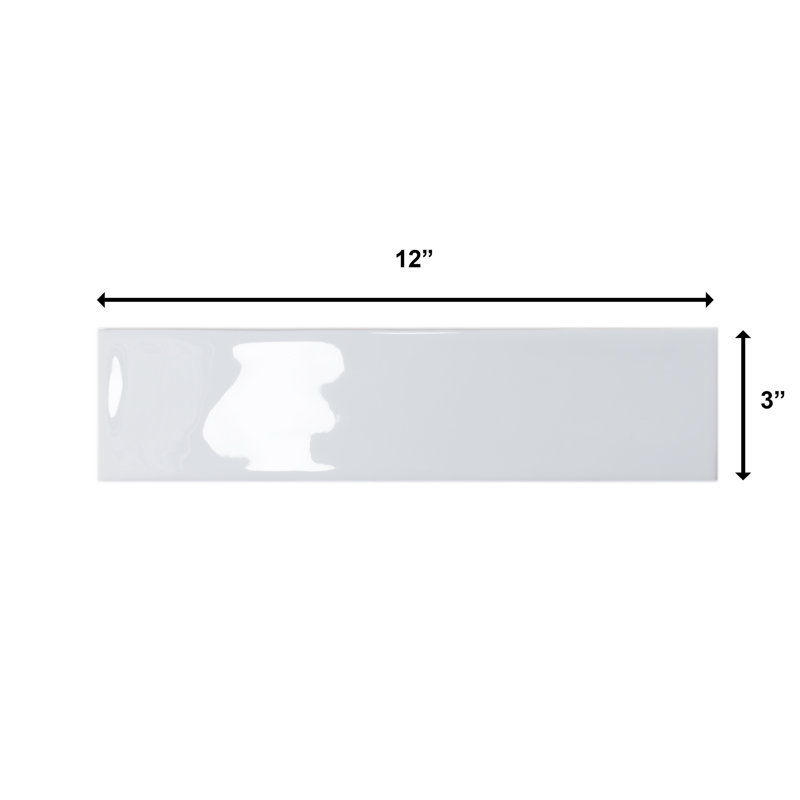 Cortina Kezma 3" x 12" Zellige Matte Subway Wall Tile, White Glossy