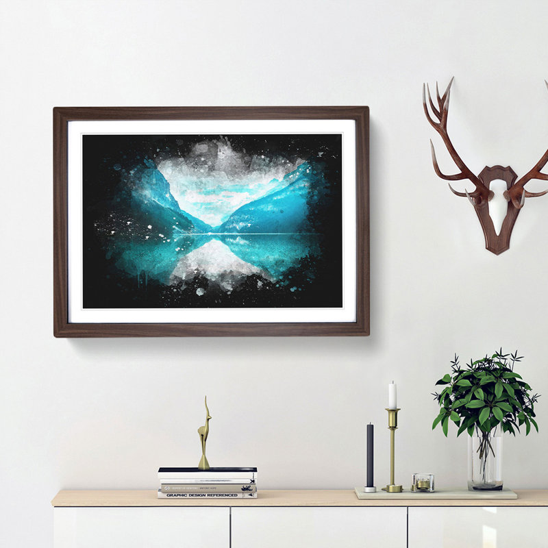 Lake Louise In Canada Paint Splash - Picture Frame Graphic Art, Walnut Framed, 24cm H x 33cm W x 2cm D