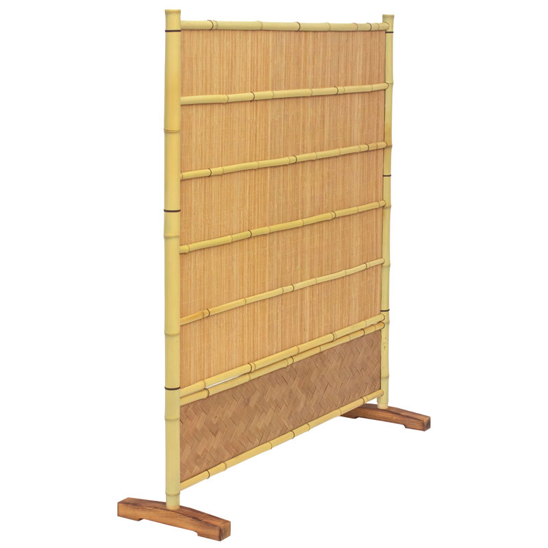3 1/2 ft Short Freestanding Screen - Natural Bamboo, Tan