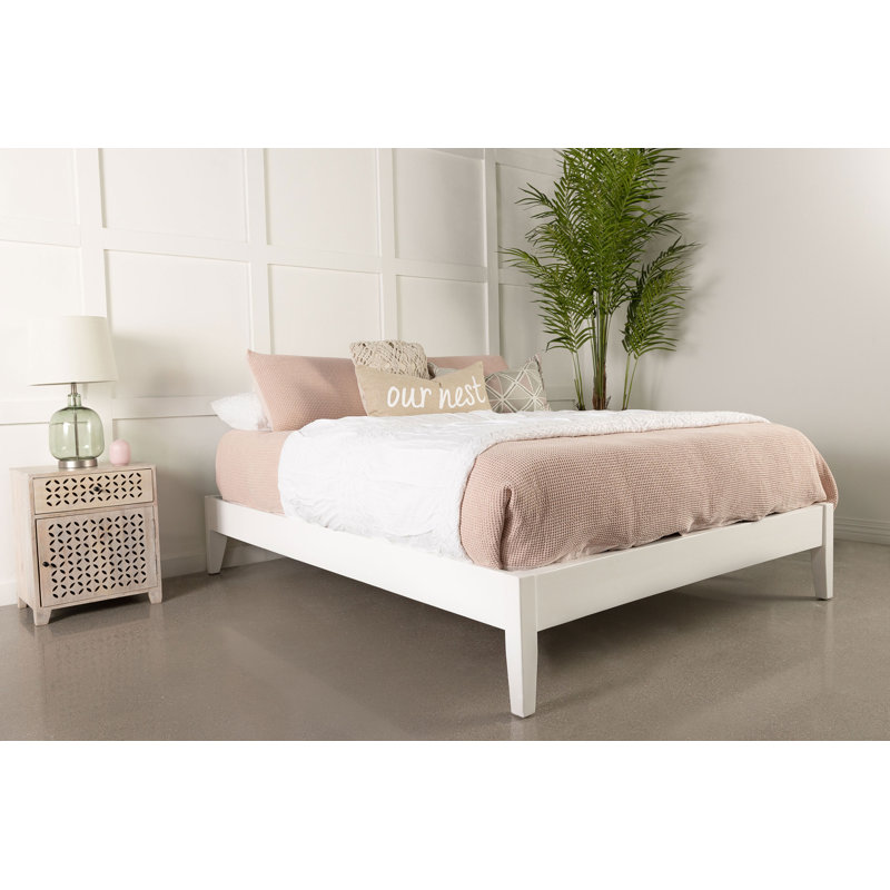 Lit plateforme Chelmsford Universal, Blanc, Grand lit