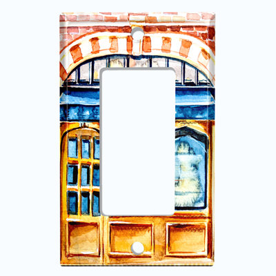 Coffee Shop Bakery Cafe Window Patterned 1 - Gang Rocker Standard Wall Plate