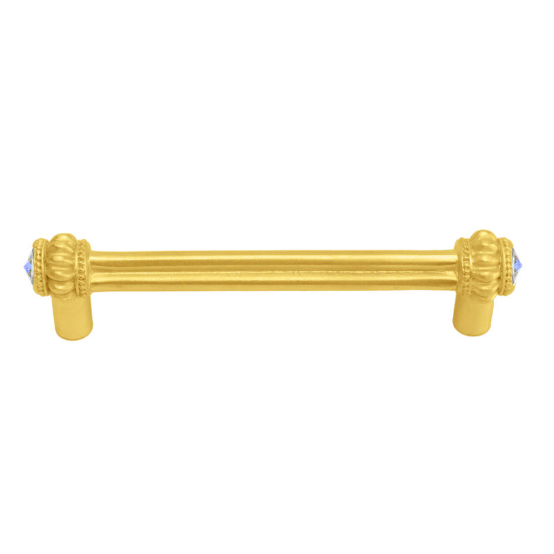 Caché double pull with 2 rivoli Swarovski Aurore Boreale Crystals, Gold, 4"