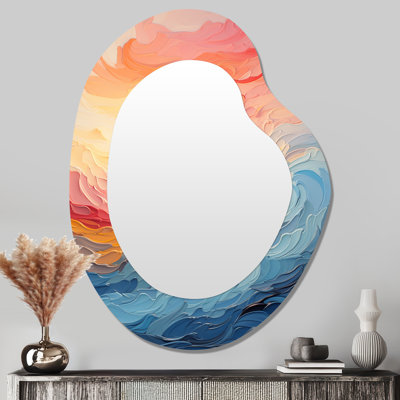 Bold Pastel Sunset I - miroir mural unique de forme unique Sunset, miroir asymétrique traditionnel, impression sur métal