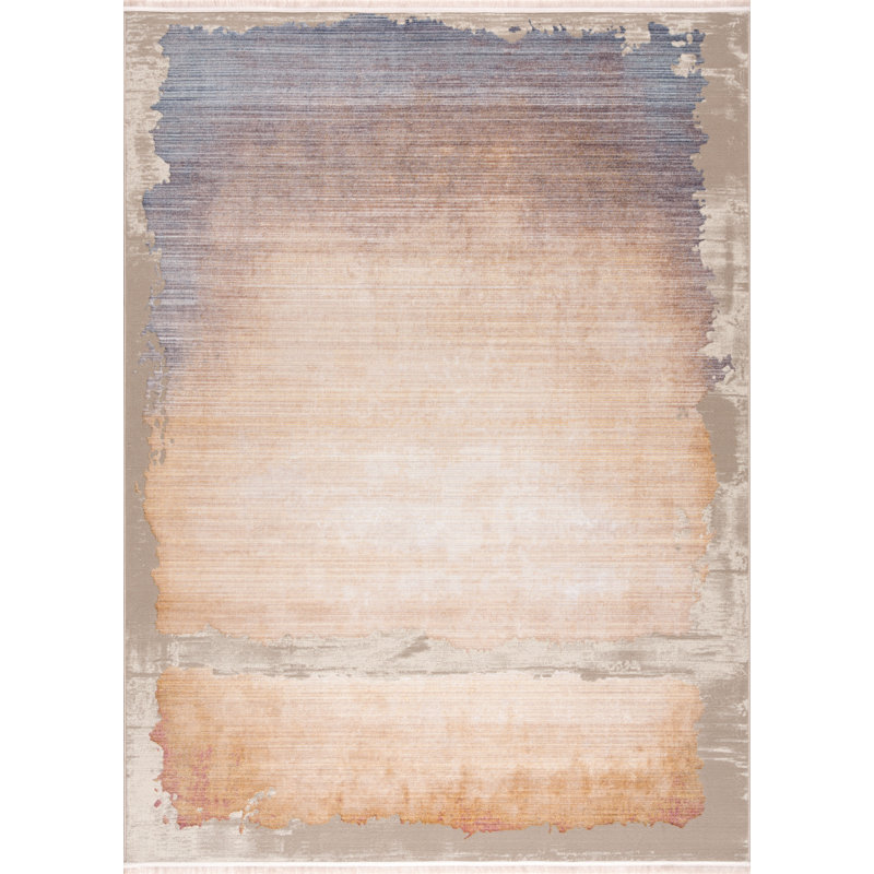 Tapis beige tissé à la machine Harville, Rectangle 2 pi 3 po x 4 pi