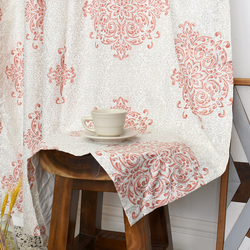 Semi Sheer Curtain Pair, Coral