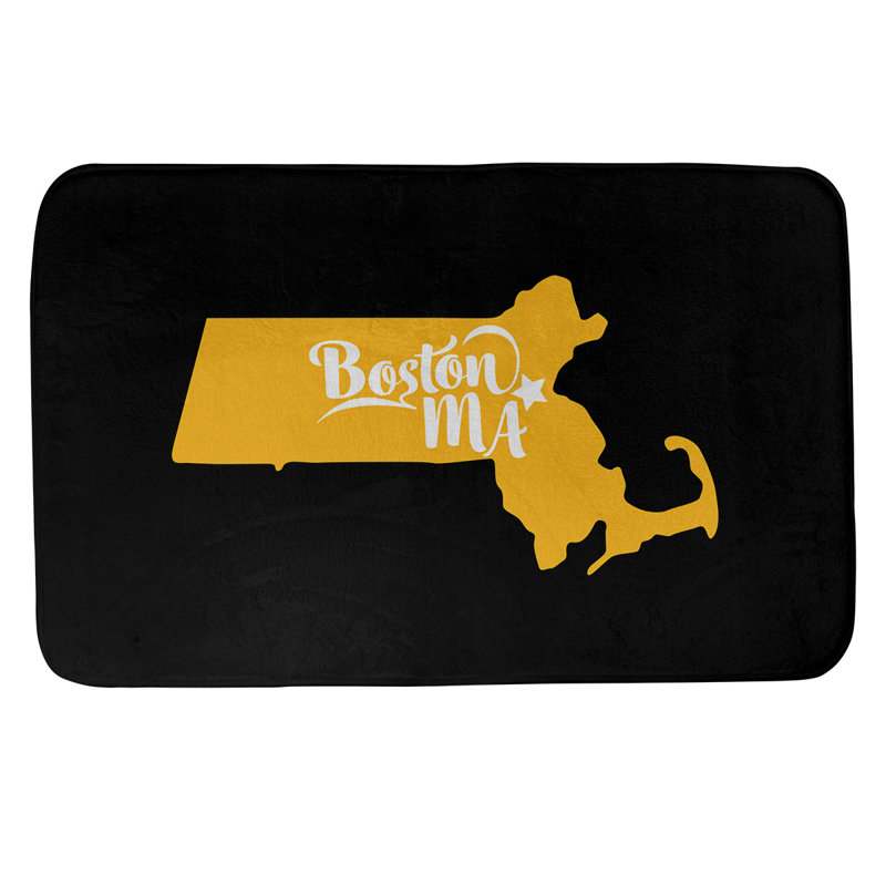 Tapis de bain antidérapant Colors, L 21 po x L 34 po, Noir / Jaune, Boston Sports