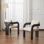 Ensemble de 2 chaises de salle à manger avec dossier coussiné, tissu beige, structure en bois massif