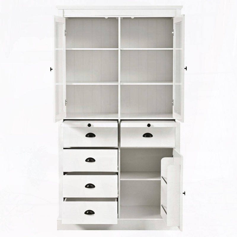 72" Kitchen Pantry with Glass Doors & Pull-Out Trays