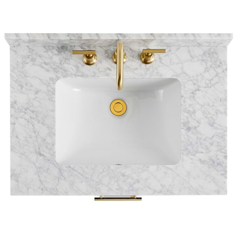 Iconic 30" Freestanding Standard Single Bathroom Vanity with Top, Navy, Gold