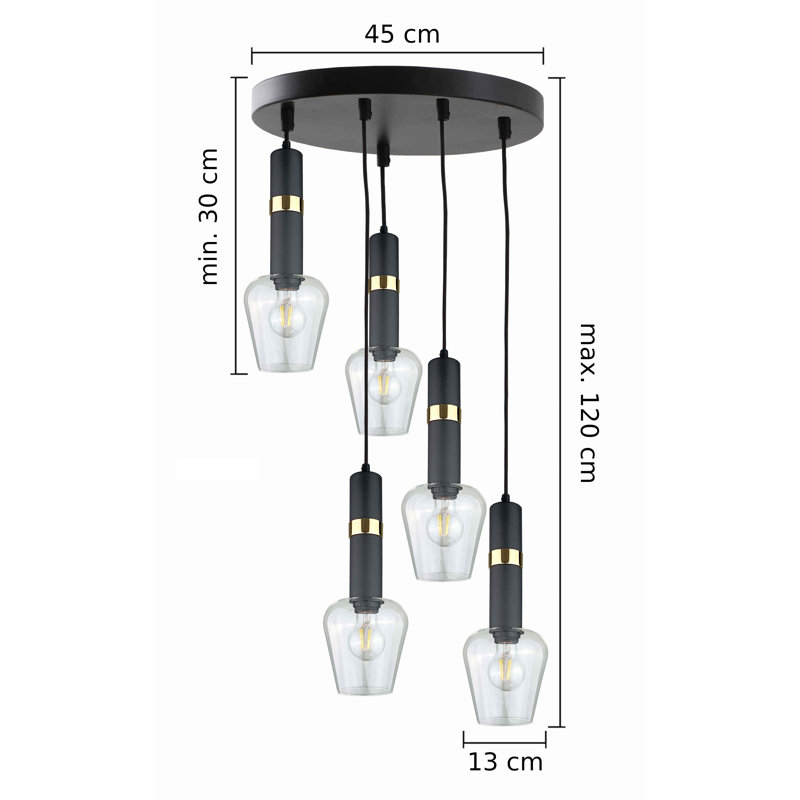 Kirti 5 - Light Cluster Pendant, Black/Gold