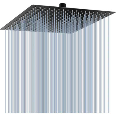 16 Inch Oversize Stainless Steel Rain Shower Head - High Pressure Shower Head, Square Rainfall Showerhead - Waterfall Full Body Coverage - Universal Ceiling Or Wall Mount