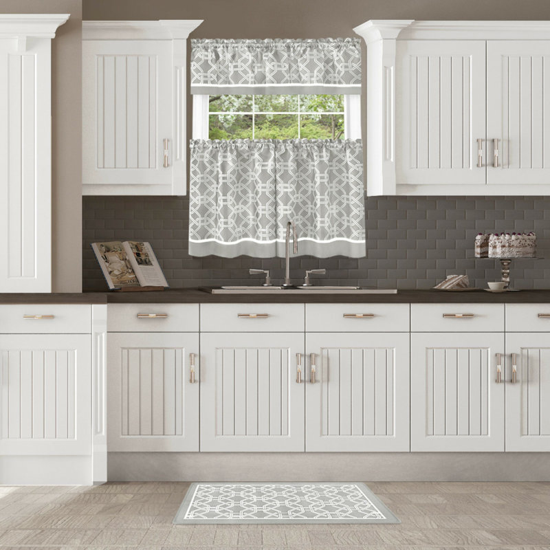 Brixwood Tailored Kitchen Curtain, 24" W x 58" L, Gray