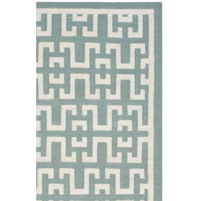 Tapis géométrique en soie / laine / ivoire à tissage plat Rodgers