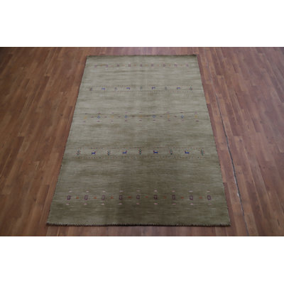 Tribal Green Gabbeh Indian Area Rug